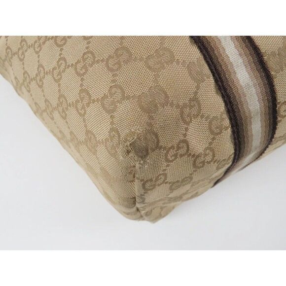 Auth GUCCI Brown GG Canvas and Gold Leather Sherry Line Tote Bag Purse #56244​ - Picture 5 of 14
